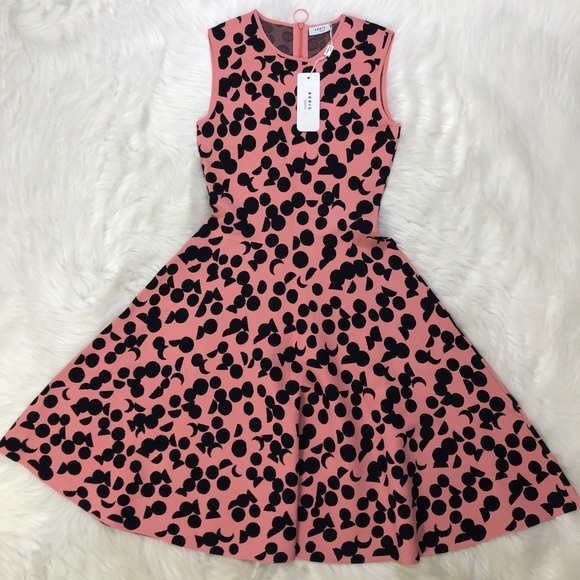 AKRIS PUNTO Luna Dot Print Knit Fit-&-Flare Dress - Picture 3 of 4